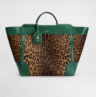 Dolce & Gabbana Sicily Handbag In Polished Alligator And Leo Pony - Man Shoppers Print Onesize