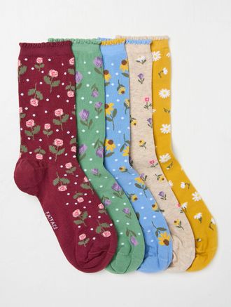 Fat Face FatFace Multi Floral 5 Pairs of Socks