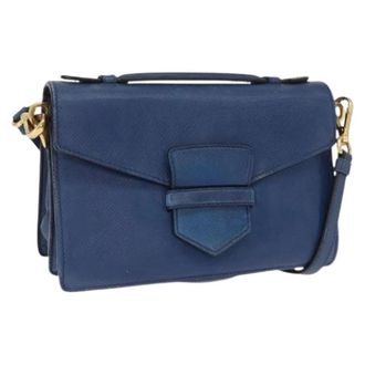 Prada Pre-owned Cross Body Bags, female, Blue, Size: ONE SIZE Pre-owned Leather Cross Body Bag