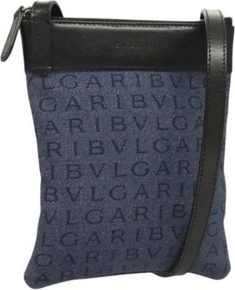 Bulgari Pre-owned Canvas shoulder-bags - Dames - Vintage Schoudertas - Blauw - ONE Size - Leer - Vintage