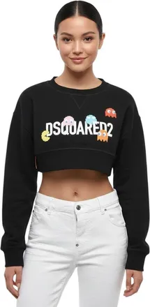 Dsquared2 Black Graphic Crew Neck Sweatshirt