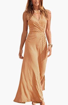 Lascana Womens Knot Detail Maxi Dress in Orange Brown at Nordstrom, Size 10