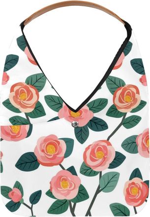 Generic Camellia Cartoon Reusable Lightweight Grocery Bags - Foldable Into Compact Pouch, Washable & Sturdy, Multipurpose for Shopping and Travel