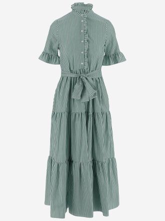 F.it Gestreiftes Baumwollkleid mit R&uuml;schenkragen
