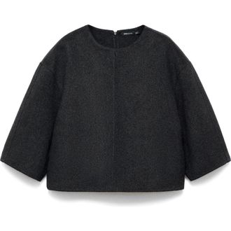 Mango Selection Boxy Wool Blend Top in Gray at Nordstrom Rack, Size Small