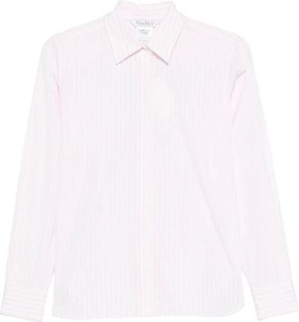 Max Mara Shirt met streepjespatroon - Dames - Overhemden - Wit - 2XS - Katoen - Overhemden