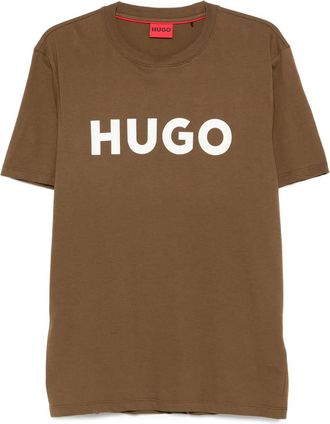 HUGO BOSS logo-print T-shirt - men - Cotton - S - Brown