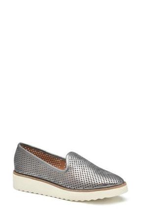 Johnston & Murphy Mitzi Perforated Venetian Loafer in Pewter Italian Metallic at Nordstrom Rack, Size 8.5