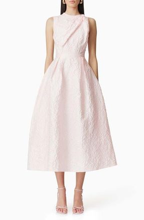 Elliatt Deanna Rose Jacquard Cocktail Midi Dress in Pink at Nordstrom, Size X-Large
