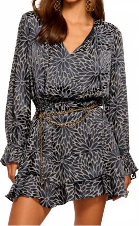 Ramy Brook Marianna Long Sleeve Mini Dress In Navy
