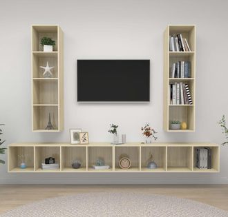 Berkfield Home Wall-mounted TV Cabinets 4 pcs Sonoma Oak Engineered Wood in Brown
