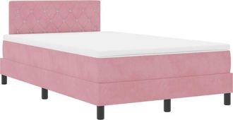 vidaXL Box Spring Bed with Mattress Pink 120 x 200 cm Velvet vidaXL