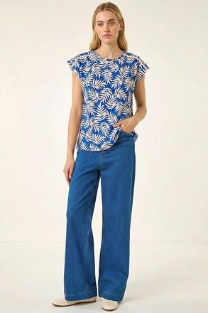 Roman Textured Floral Print Stretch Top