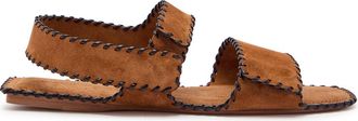 Khaite Boden Whipstitch Suede Sandals - Brown - 37 (IT37 / UK4)