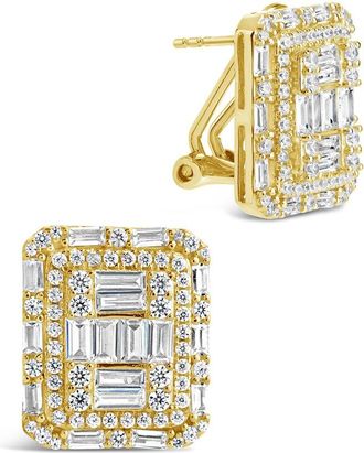 Sterling Forever 14K Plated Cz Jana Square Studs