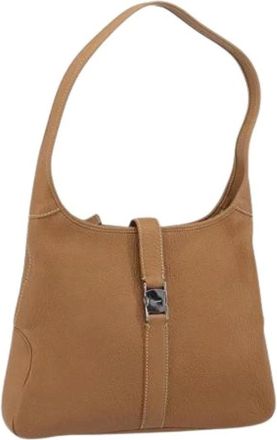 Ferragamo Pre-owned Shoulder Bags, female, Brown, Size: ONE SIZE Pre-owned Leather Shoulder Bag