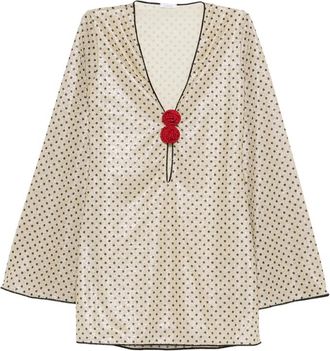 Os&eacute;ree Polka-dot Rose-detail Beachwear