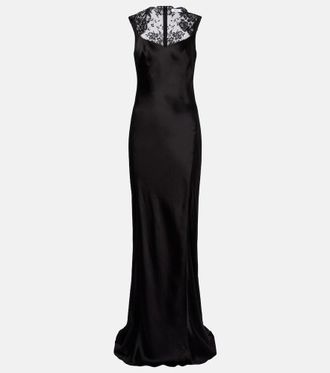 Alexander McQueen Lace-trimmed satin gown