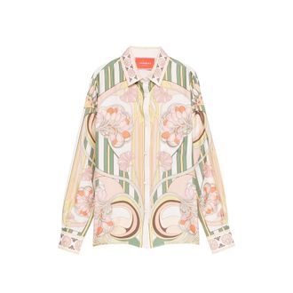 La DoubleJ Floral-print Striped Shirt