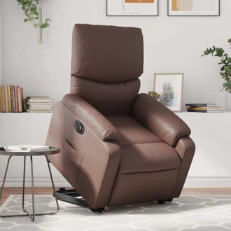 vidaXL Vidaxl - Sill&oacute;n Reclinable Elevable El&eacute;ctrico De Cuero Sint&eacute;tico Marr&oacute;n