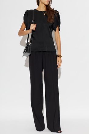 Victoria Beckham Satin Sleeveless Top, Womens, Black