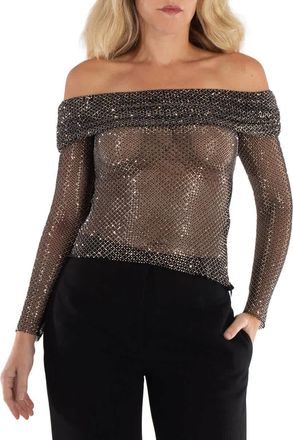 Self Portrait Self Portrait Rhinestone Embellished Off-Shoulder Top