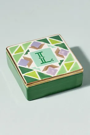 Anthropologie Quilted Monogram Trinket Box