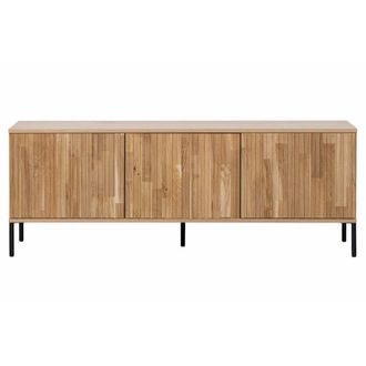 Woood Mueble de TV de madera de roble natural con marco negro