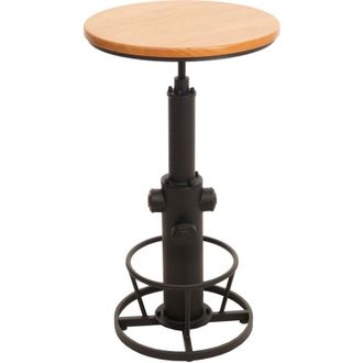 Hhg nunca usado] Mesa de bar 032, mesa de bistro mesa de mostrador, reposapiés giratorio regulable en altura madera maciza industrial ø 61 cm