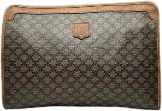 Celine Pre-owned Clutches, female, Gray, Size: ONE SIZE Pre-owned Vintage Leather Clutch