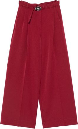 Liu Jo Bordeaux Wide-Leg Trousers With Slim Belt