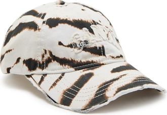 Ganni Logo-appliqu&eacute; Zebra-print Cotton cap - Cream - One Size