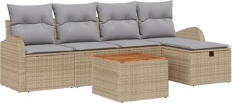 vidaXL Garden Sofa Set with Cushion 6 pcs Beige Poly rattan vidaXL