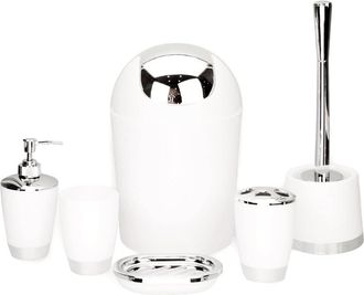 OEM Accesorios Ba&ntilde;o - Set 6 Piezas Distribuidor Jab&oacute;n Brosa Inodoro Portabrocha - Dise&ntilde;o Moderno - Para Casa Y Hotel