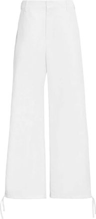 Marni embroidered-logo straight-leg trousers - women - Cotton/Linen/Flax/Polyamide - 40 - Pink