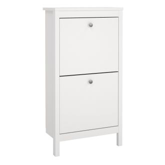 Furniture To Go Madrid Shoe Cabinet 2 Flip Down Doors in White