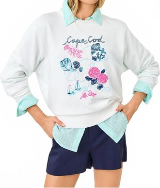 Lilly Pulitzer Ballad Cotton Sweatshirt In Resort White Cape Cod Destination