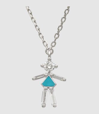 Little Ones Paris Collier Pendentif Fille Argent Fresh Turquoise 45cm