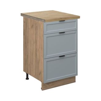 Vicco Mueble Bajo De Cocina Fame-line, Azul Claro-gris, 50 Cm, Et Roble