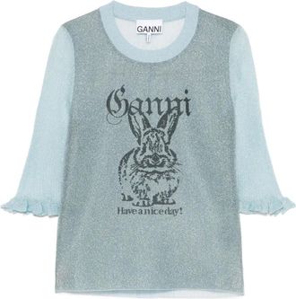 Ganni Top con dettaglio coniglio - Blu