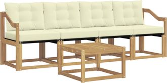 vidaXL Conjunto De Sof&aacute;s De Exterior 5 Uds. Blanco Y Crema Vidaxl