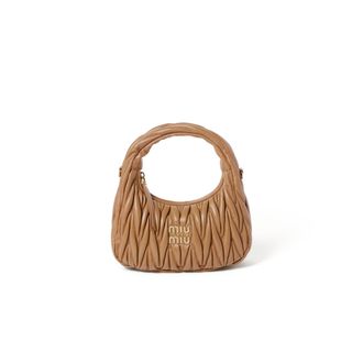 Miu Miu Wander Matelass&eacute; Nappa Leather Hobo Bag, Woman, Caramel