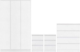 Seconique Malvern 3 Door Wardrobe Bedroom Set - White