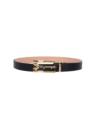 Victoria Beckham Smooth Leather Gold-Tone Cut-Out Buckle Belt