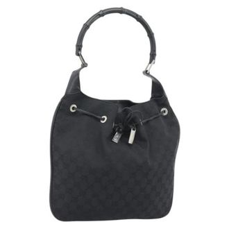 Gucci Vintage, unisex, Zwart, ONE Size, Leer, Pre-owned Vintage Canvas Shoulder Bag