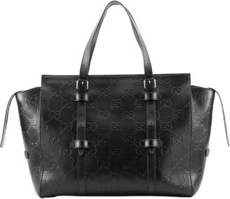 Gucci Pre-owned Leren Tote Bag - unisex - Vintage Shopper - Zwart - ONE Size - Leer - Vintage