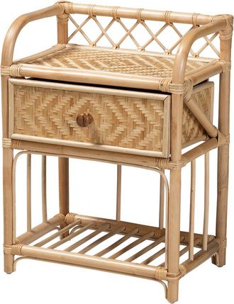 Baxton Studio Kobie Modern Bohemian Rattan 1-Drawer Nightstand
