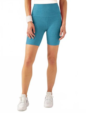 Beyond Yoga Body-Flattering Biker Shorts In Cali Blue