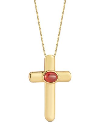 Chloe and Madison Chloe And Madison Jewelry 18K Plated Cz Statement Cross Necklace
