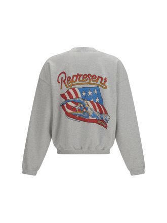 Represent Mens Beach Boys Americas Band Sweatshirt Ice Grey Marl Cotton Sweatshirts Sweater